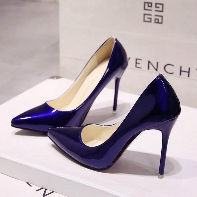 Pointed Toe Pumps Patent Leather Dress  High Heels