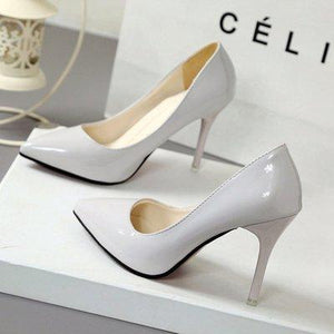 Pointed Toe Pumps Patent Leather Dress  High Heels