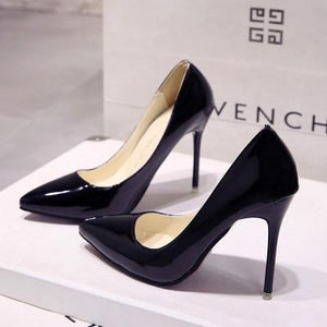 Pointed Toe Pumps Patent Leather Dress  High Heels