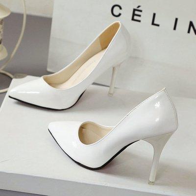 Pointed Toe Pumps Patent Leather Dress  High Heels