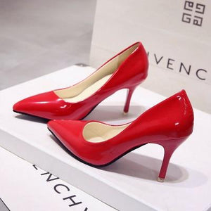 Pointed Toe Pumps Patent Leather Dress  High Heels