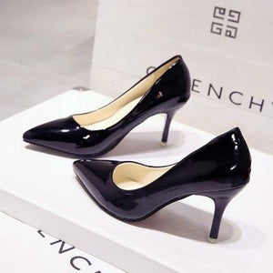 Pointed Toe Pumps Patent Leather Dress  High Heels