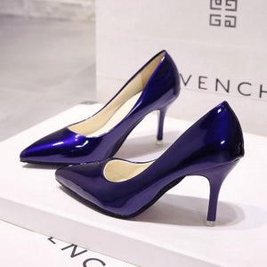 Pointed Toe Pumps Patent Leather Dress  High Heels