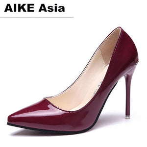 Pointed Toe Pumps Patent Leather Dress  High Heels