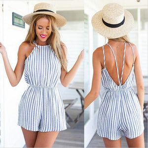 Women Strapless Playsuit Striped Rompers