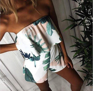Women Strapless Playsuit Striped Rompers